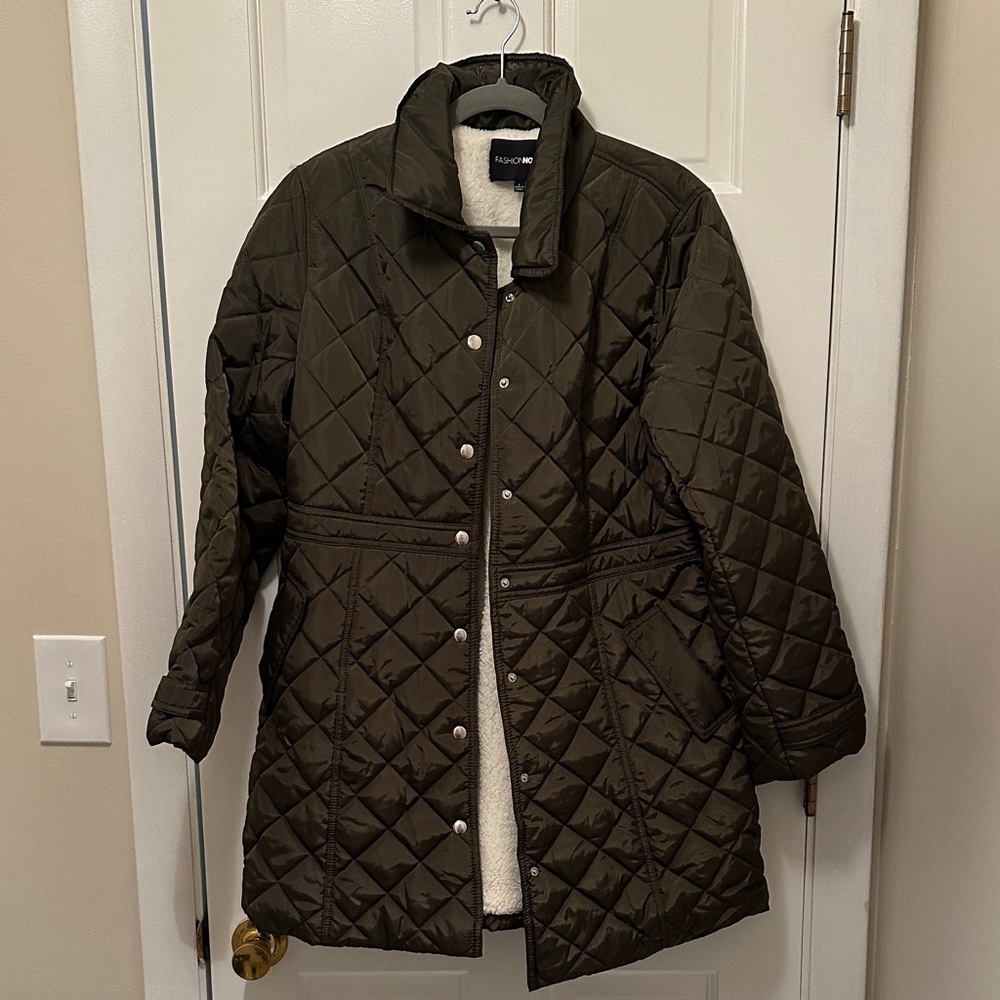 Fashion Nova Women's Olive Quilted Puffer Coat